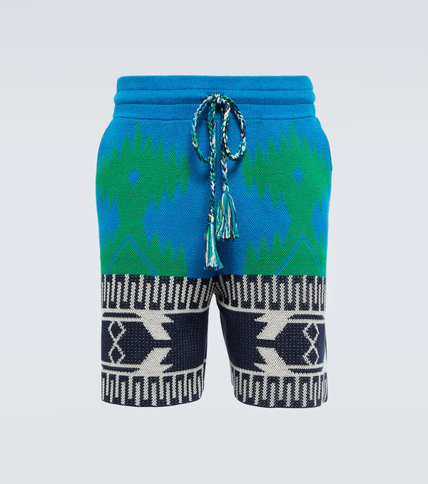  Alanui Alanui Cotton Piquet Icon Jacquard Shorts 