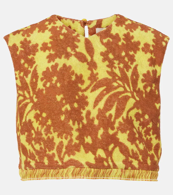  Alemais Alemais Amarillo Printed Cotton-blend Crop Top 