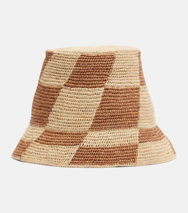  Alemais Alemais Checked Raffia Bucket Hat 