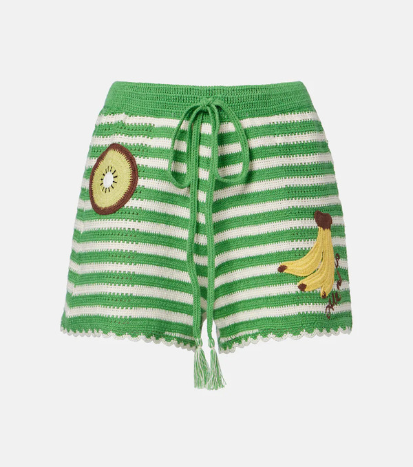  Alemais Alemais Embroidered Striped Cotton Shorts 