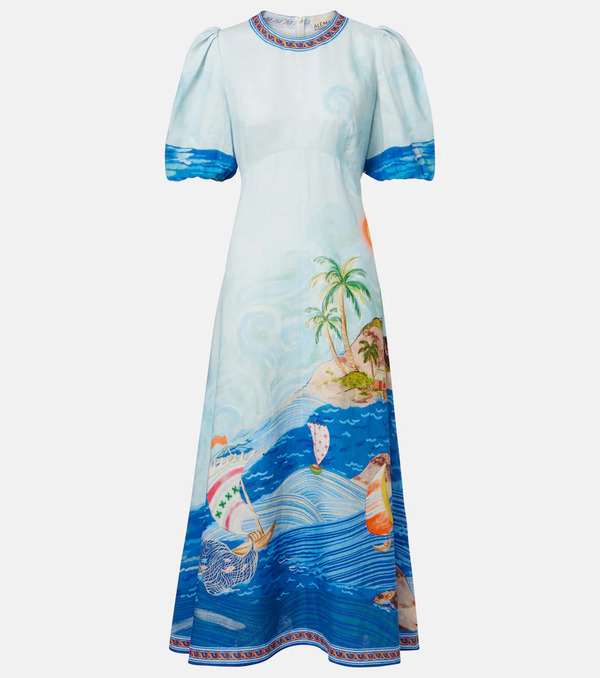  Alemais Alemais Printed Linen Midi Dress 