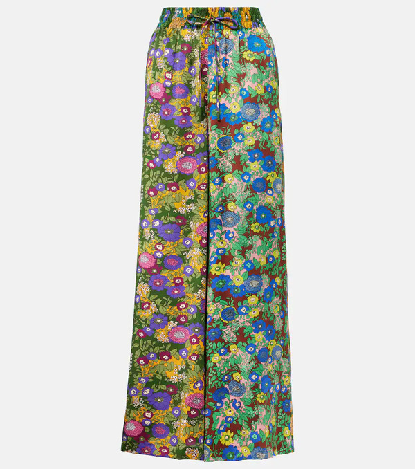  Alemais Alemais Printed Silk Satin Wide-leg Pants 