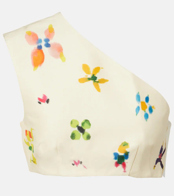  Alemais Alemais Sidi Printed Linen-blend Crop Top 