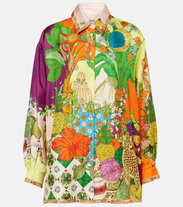  Alemais Alemais Tiger Printed Silk Twill Shirt 