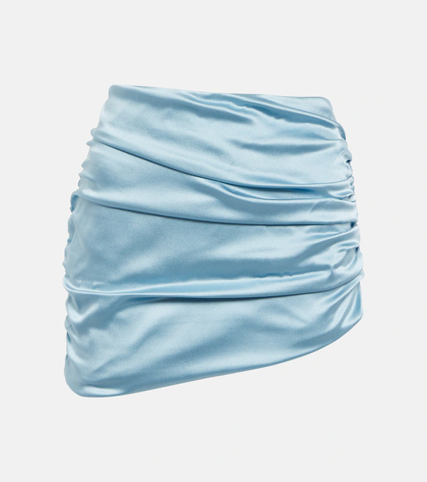  Alessandra Rich Alessandra Rich Asymmetric Ruched Satin Miniskirt 