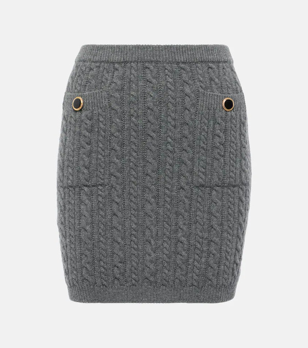  Alessandra Rich Alessandra Rich Cable-knit Wool Miniskirt 