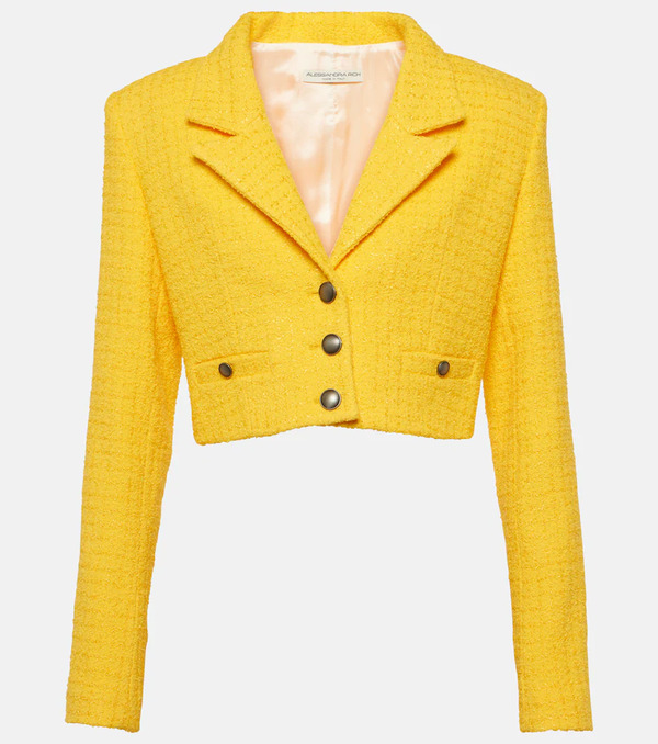  Alessandra Rich Alessandra Rich Cropped Boucle Tweed Blazer 