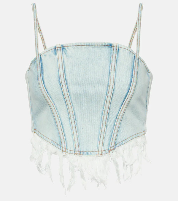  Alessandra Rich Alessandra Rich Distressed Denim Bustier 
