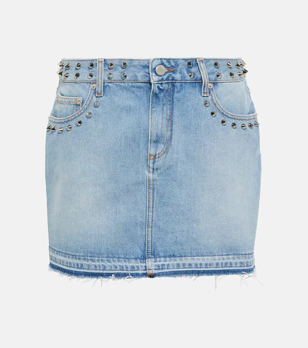  Alessandra Rich Alessandra Rich Embellished Denim Miniskirt 
