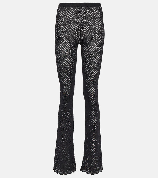  Alessandra Rich Alessandra Rich Embellished High-rise Flared Lace Pants 