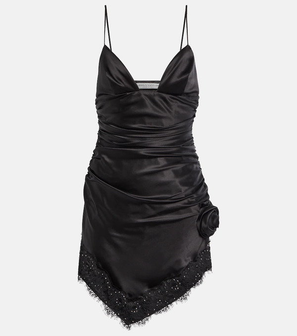  Alessandra Rich Alessandra Rich Embellished Silk-blend Satin Minidress 