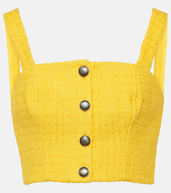  Alessandra Rich Alessandra Rich Embellished Tweed Crop Top 