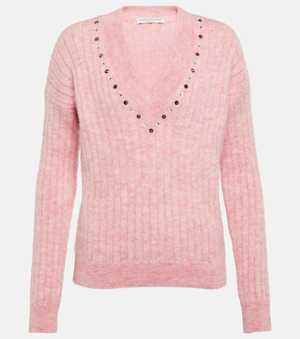  Alessandra Rich Alessandra Rich Embellished Wool-blend Sweater 
