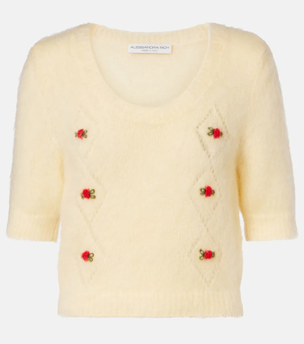  Alessandra Rich Alessandra Rich Embroidered Mohair-blend Sweater 