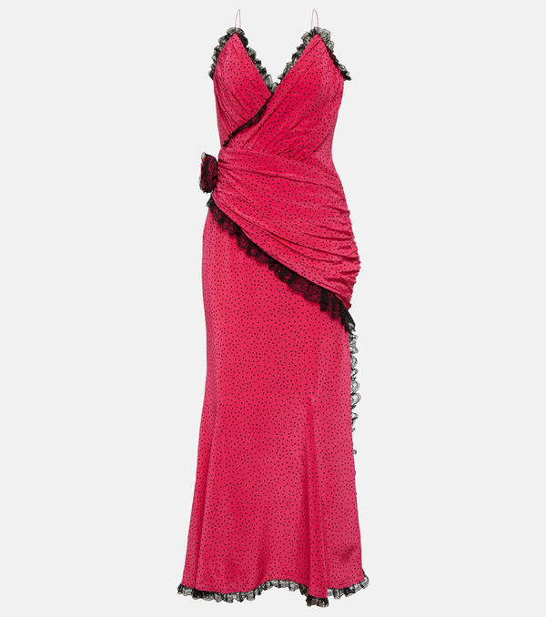  Alessandra Rich Alessandra Rich Floral-applique Silk Maxi Dress 