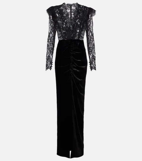  Alessandra Rich Alessandra Rich Lace And Velvet Gown 