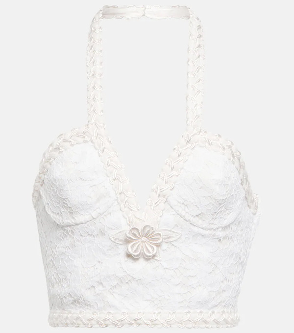  Alessandra Rich Alessandra Rich Lace Bustier Halter Top 