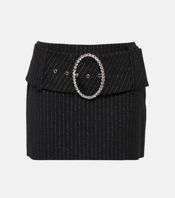  Alessandra Rich Alessandra Rich Low-rise Wool-blend Pinstriped Miniskirt 