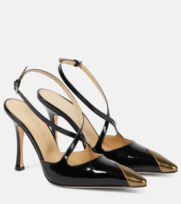  Alessandra Rich Alessandra Rich Paneled Patent Leather Pumps 