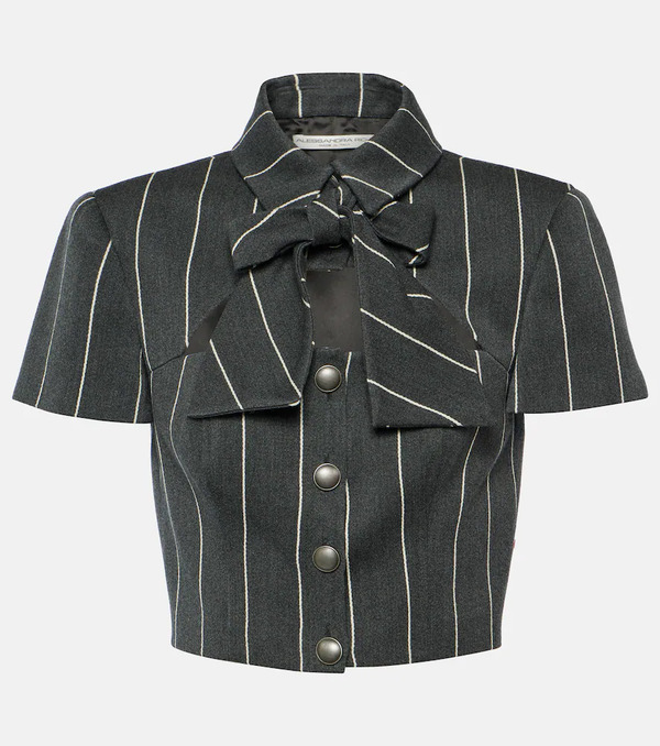  Alessandra Rich Alessandra Rich Pinstripe Cropped Wool-blend Jacket 