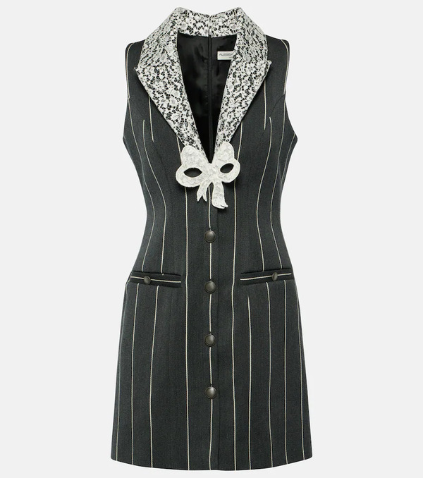  Alessandra Rich Alessandra Rich Pinstripe Wool-blend Minidress 