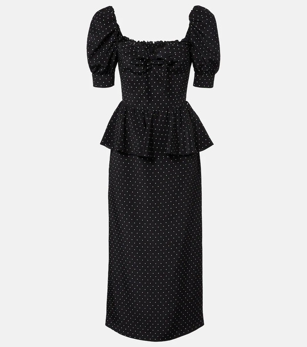  Alessandra Rich Alessandra Rich Polka-dot Peplum Silk Midi Dress 