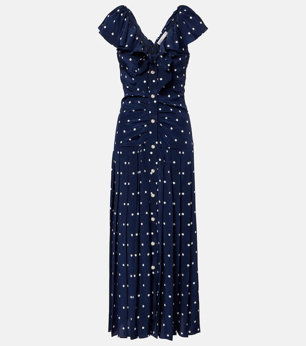  Alessandra Rich Alessandra Rich Polka-dot Ruffled Silk Midi Dress 