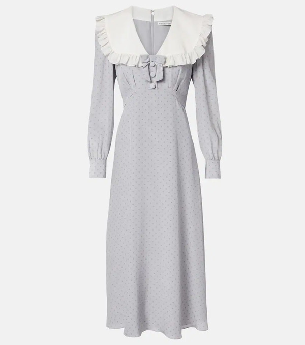  Alessandra Rich Alessandra Rich Polka-dot Ruffled Silk Midi Dress 