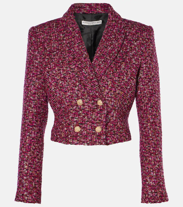  Alessandra Rich Alessandra Rich Sequined Cropped Tweed Blazer 