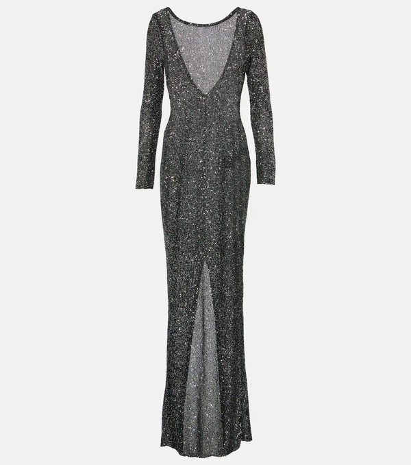  Alessandra Rich Alessandra Rich Sequined Open-back Gown 