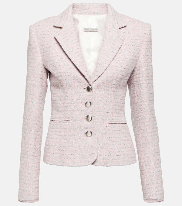  Alessandra Rich Alessandra Rich Sequined Single-breasted Tweed Blazer 