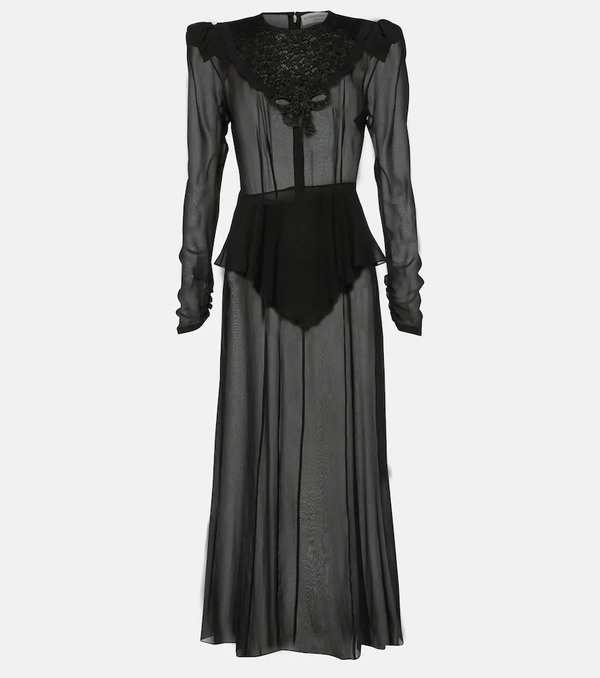  Alessandra Rich Alessandra Rich Silk Georgette Midi Dress 