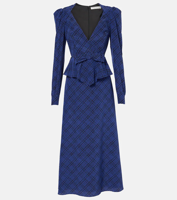  Alessandra Rich Alessandra Rich Tartan Silk Midi Dress 