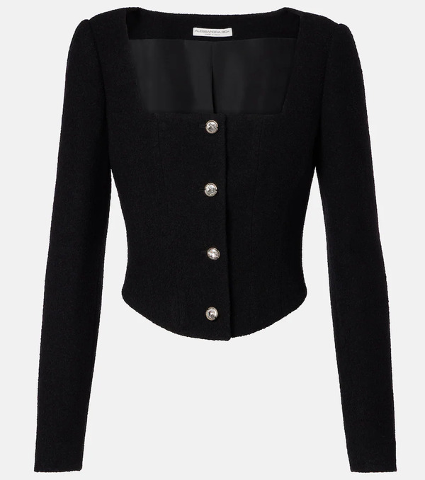  Alessandra Rich Alessandra Rich Wool-blend Twill Boucle Jacket 