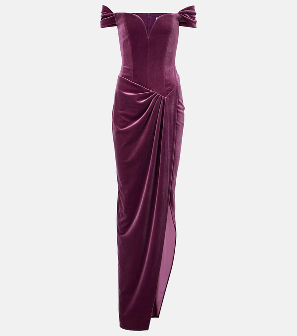  Alex Perry Alex Perry Asymmetric Velvet Bustier Gown 