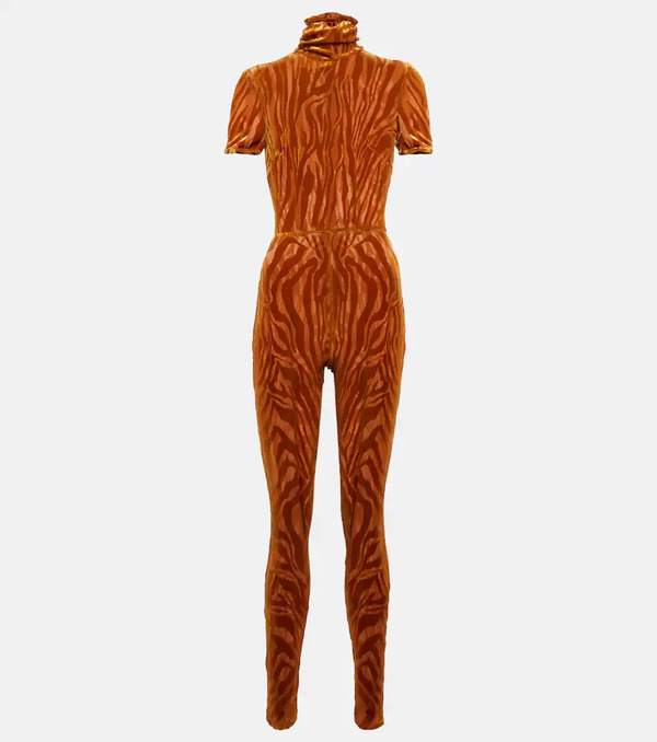  Alex Perry Alex Perry Benton Devore Zebra-print Catsuit 