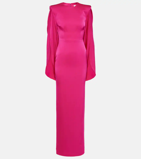  Alex Perry Alex Perry Caped Satin Crepe Gown 