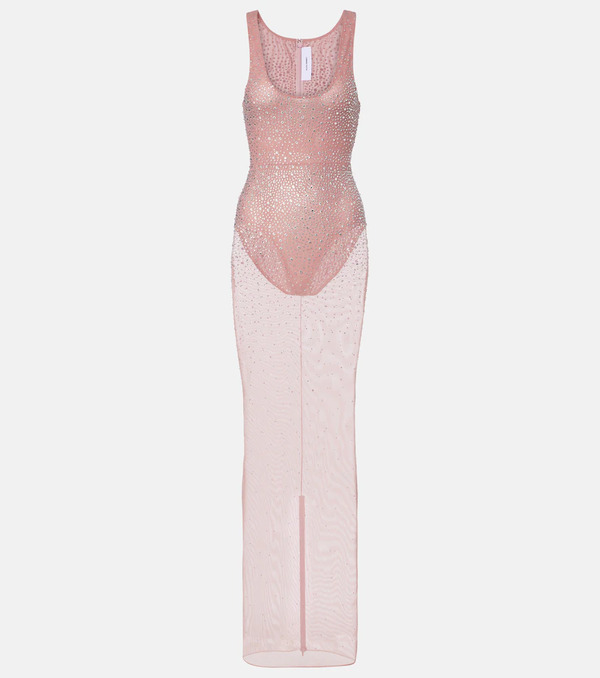  Alex Perry Alex Perry Crystal-embellished Mesh Maxi Dress 