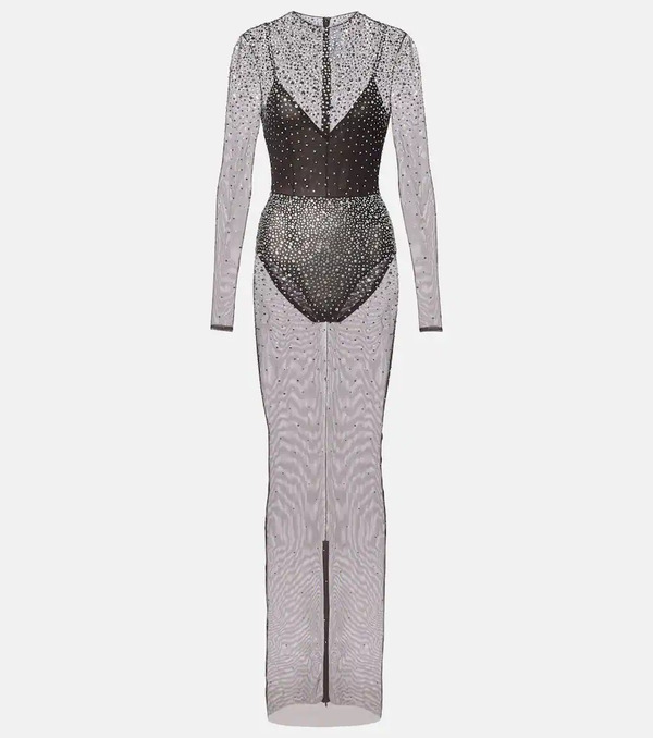  Alex Perry Alex Perry Crystal-embellished Mesh Maxi Dress 