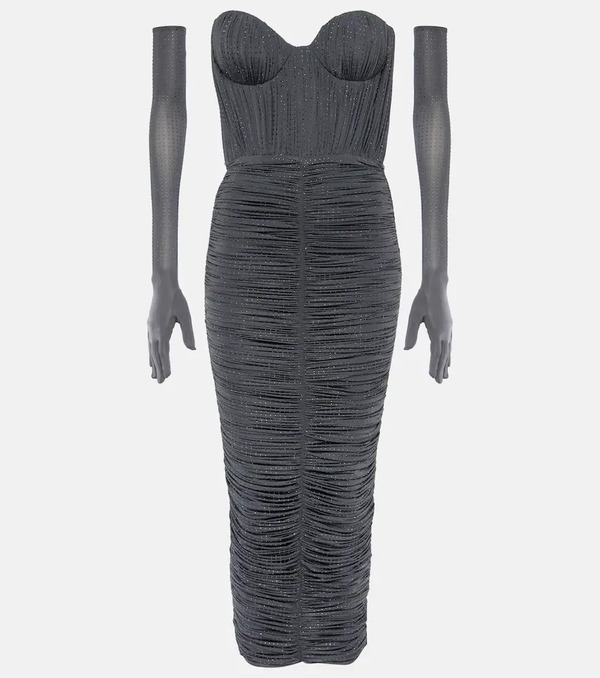  Alex Perry Alex Perry Crystal-embellished Ruched Jersey Midi Dress 