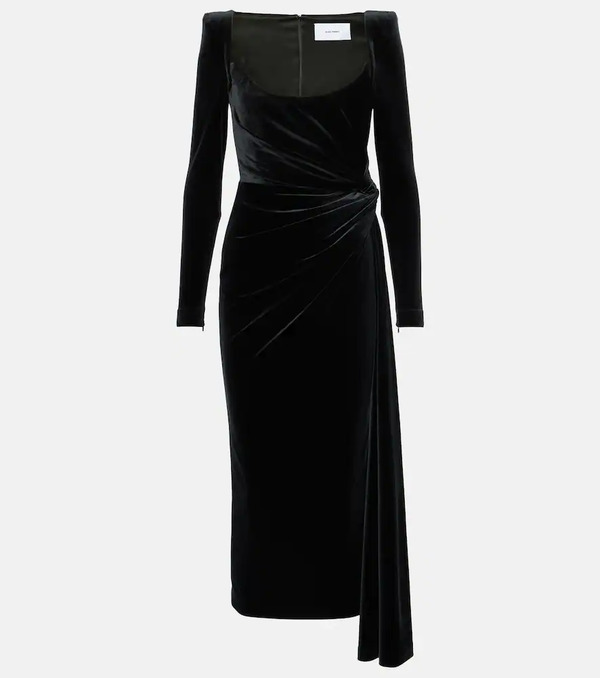  Alex Perry Alex Perry Draped Velvet Midi Dress 