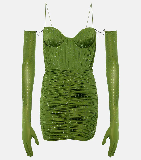  Alex Perry Alex Perry Embellished Ruched Jersey Minidress 