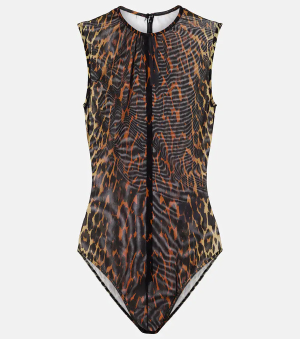  Alex Perry Alex Perry Leopard-print Mesh Bodysuit 