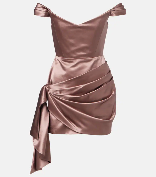  Alex Perry Alex Perry Off-shoulder Cotton And Silk Satin Minidress 