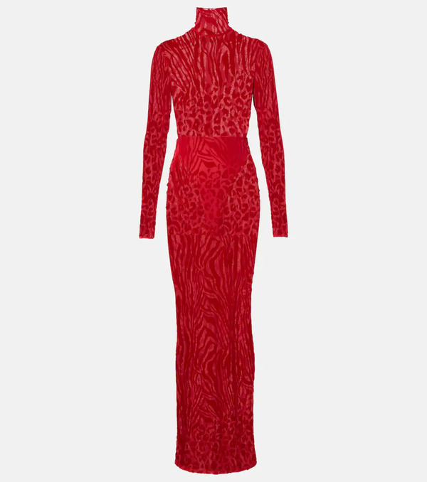  Alex Perry Alex Perry Printed Turtleneck Jersey Maxi Dress 