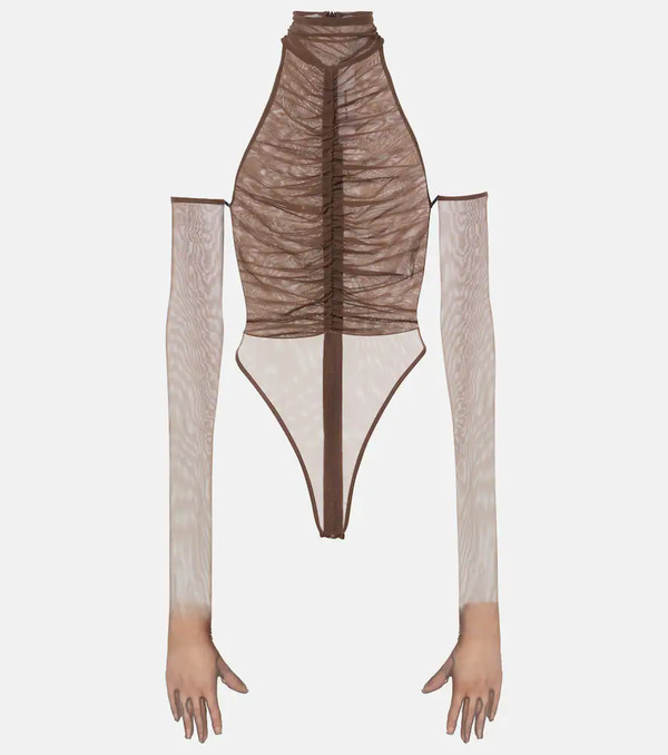  Alex Perry Alex Perry Ruched Sheer Bodysuit 
