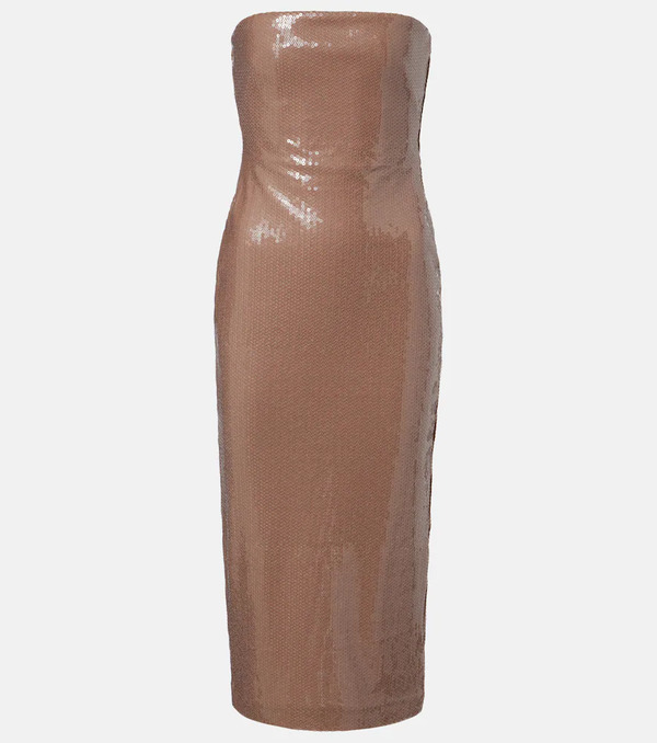  Alex Perry Alex Perry Sequined Strapless Midi Dress 