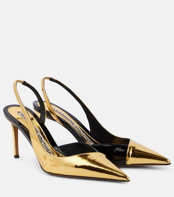  Alexandre Vauthier Alexandre Vauthier Metallic Faux Leather Slingback Pumps 