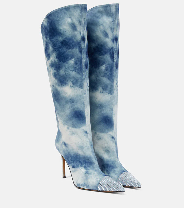  Alexandre Vauthier Alexandre Vauthier Tie-dye Denim Knee-high Boots 