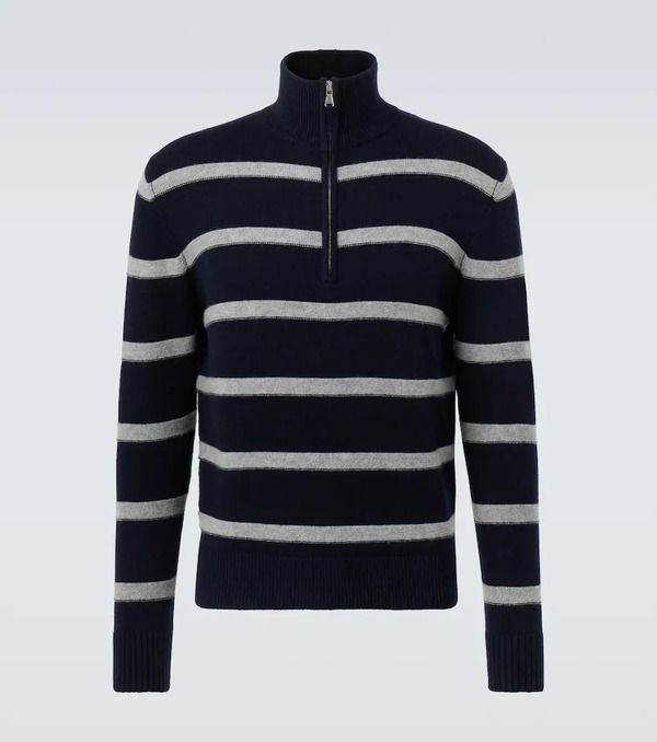  Allude Allude Wool And Cashmere Half-zip Sweater 
